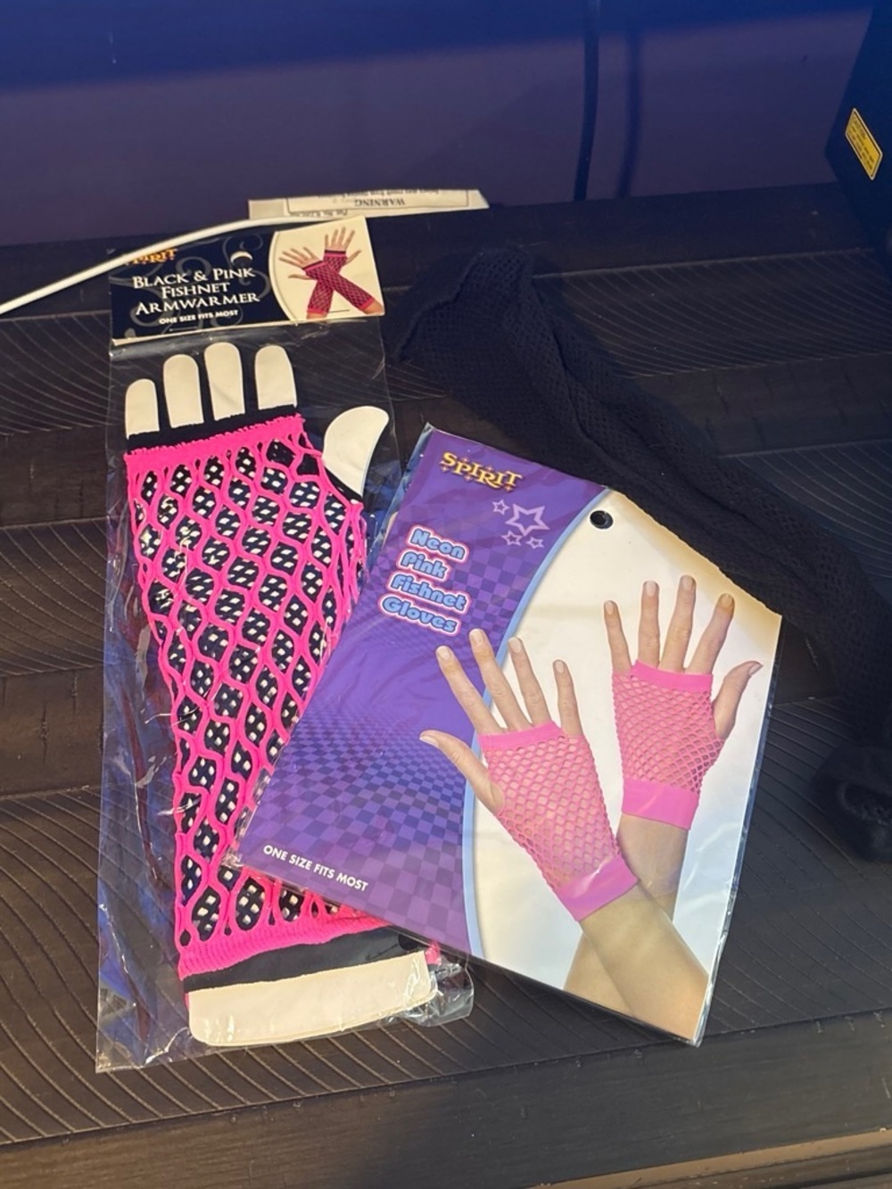Spirit Neon Pink Fishnet Fingerless Gloves - Black Accents